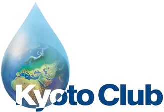 Logo del Kyoto Club con una goccia d'acqua contenente un mappamondo.